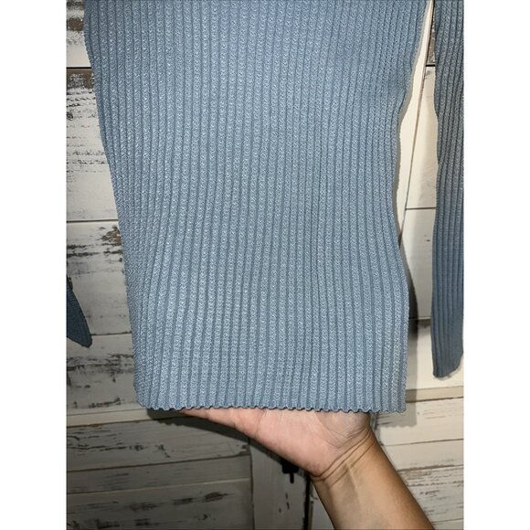 Veronica Beard Round Neck Ribbed Sculpting Pullover Sweater Womens XS Light Blue - Picture 5 of 8